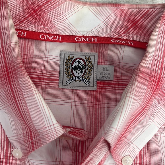 Cinch Long Sleeve Button Up Men’s‎ Dress Shirt Color: Red/White Size XL - Picture 1 of 5